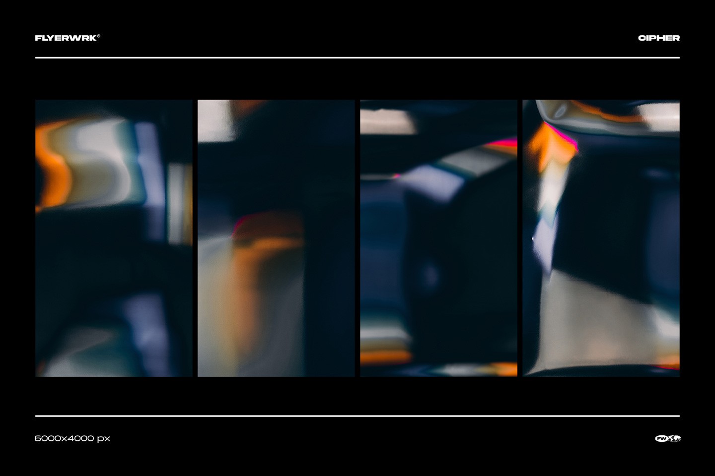 Krotine cipher abstract metal foil texture set with blurred vertical metallic shapes and colorful gradients