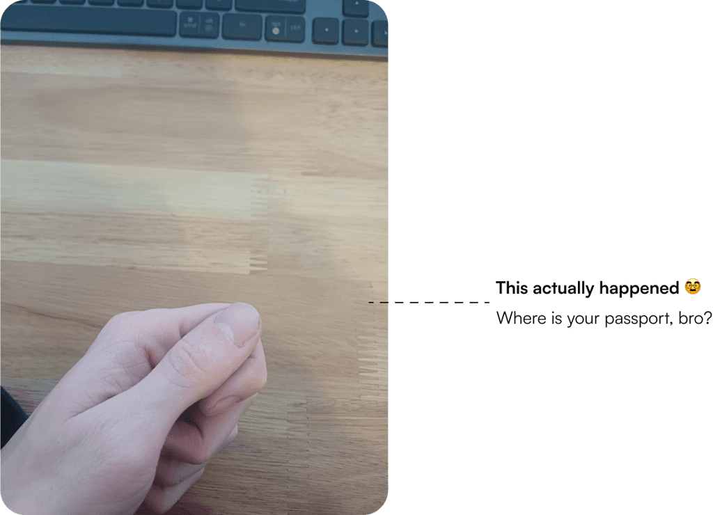 Photo showcasing how a user sent a picture of an empty hand.