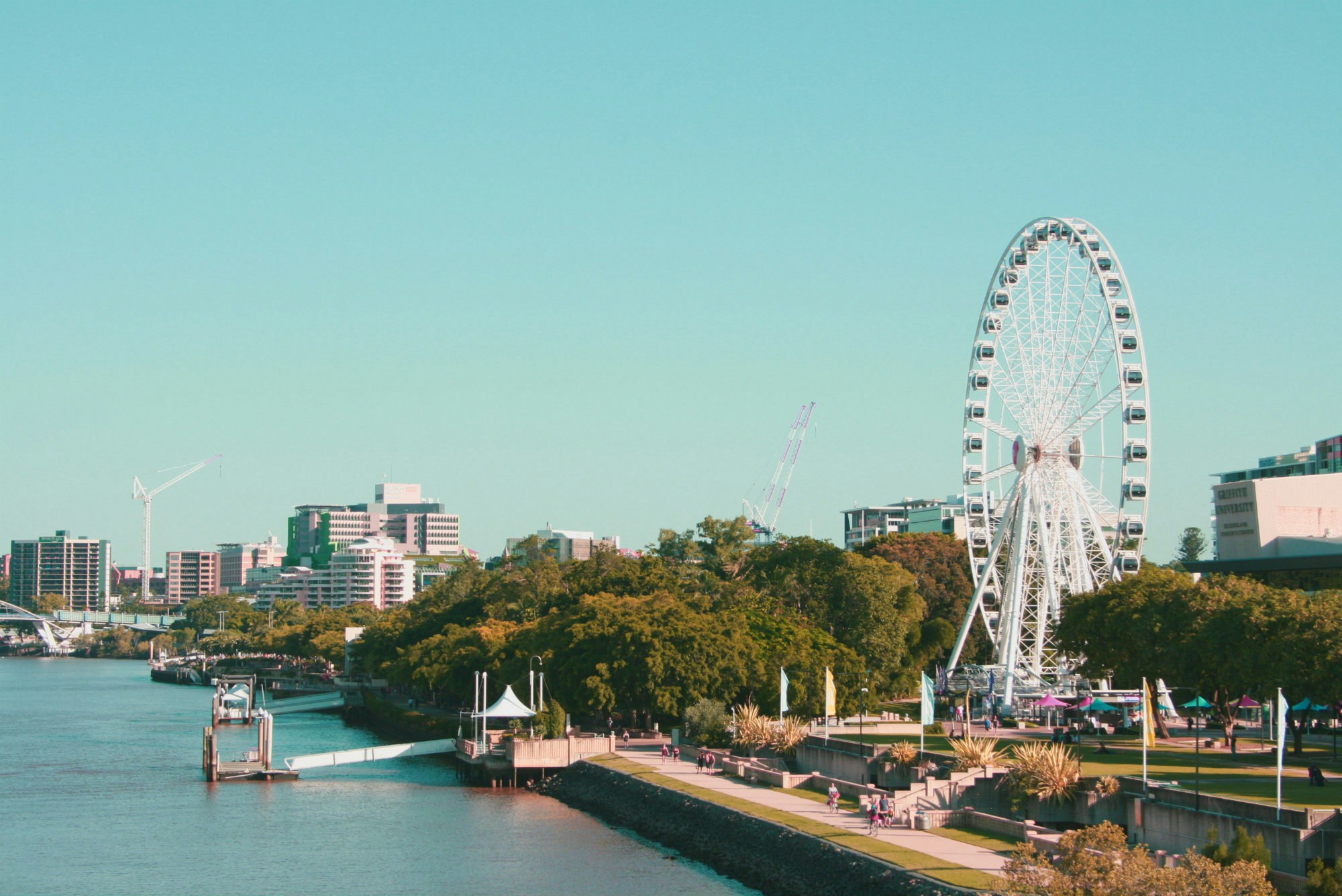 City skyline beside a river