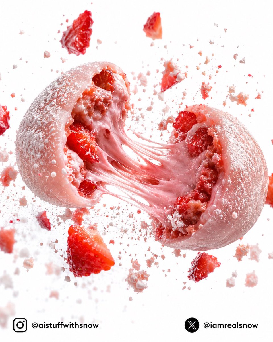 Strawberry Lava Mochi Explosion Photography