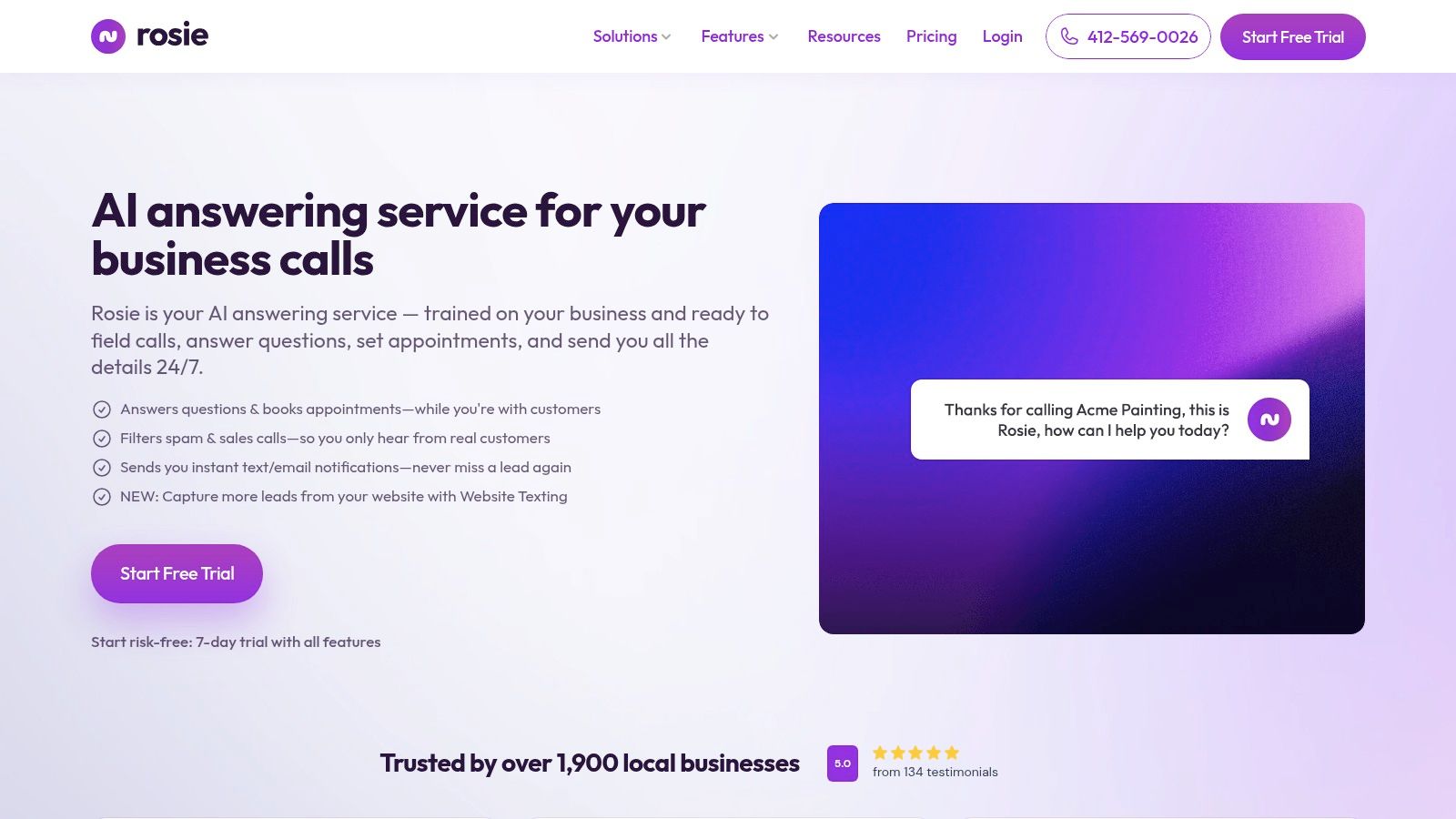Screenshot from https://heyrosie.com/
