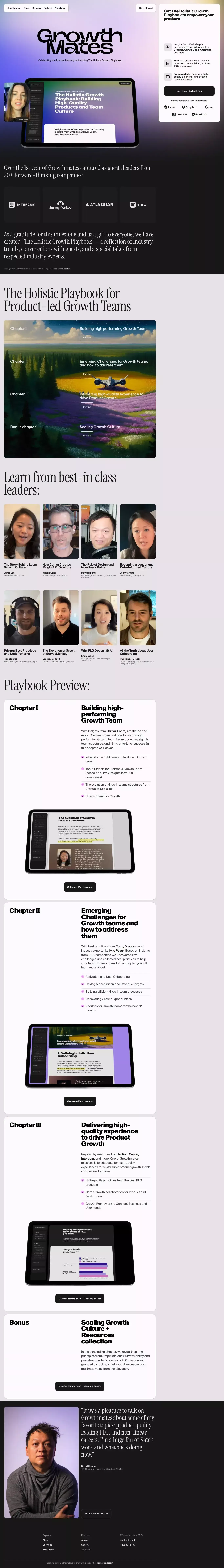 Growthmates with The Holistic Growth Pla landing page screenshot showcasing Marketing and Education design