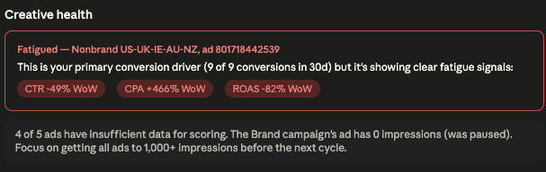 How to Audit a Google Ads Account with Claude - Creative health check