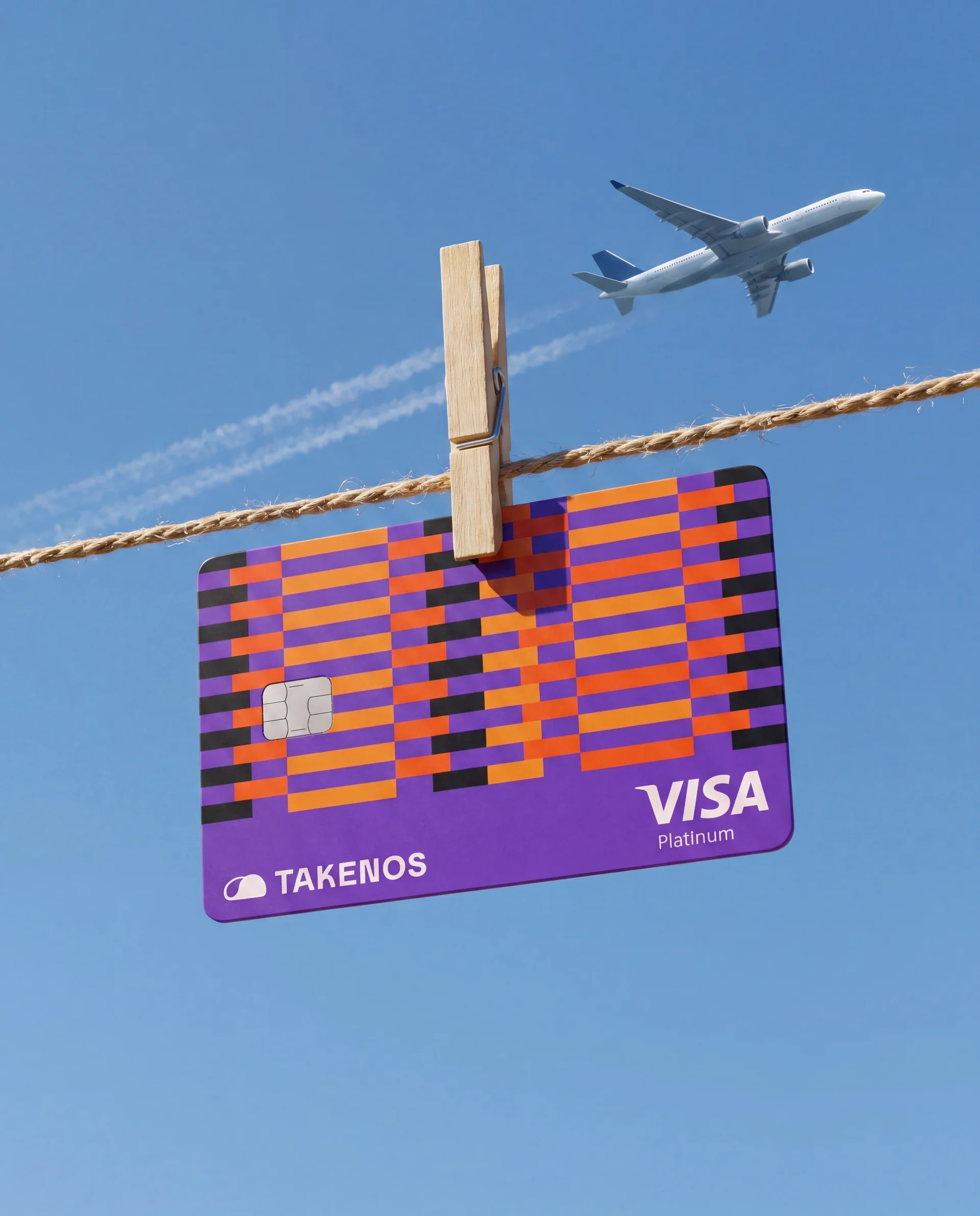 La takecard de Takenos con un avion