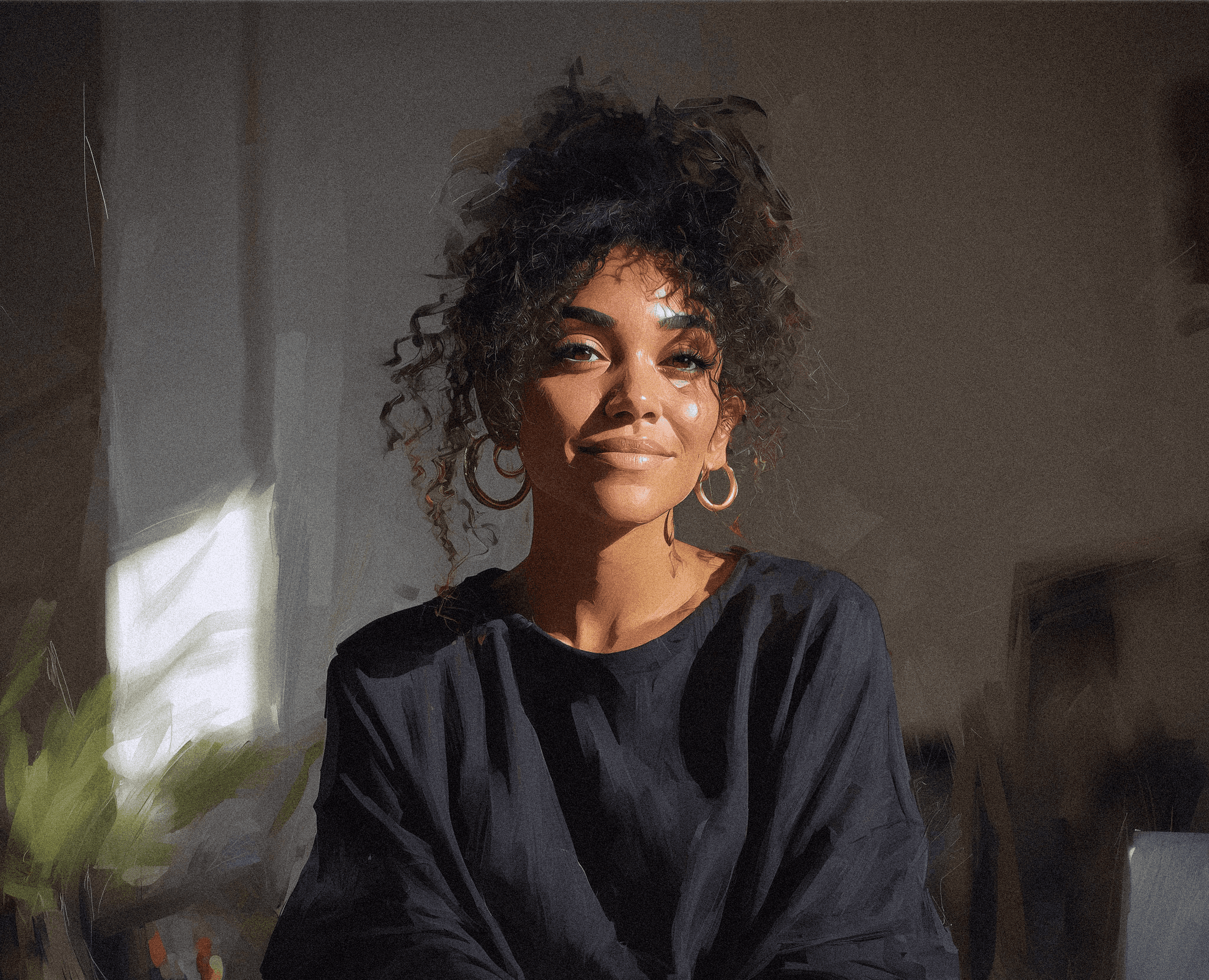 A software engineer, sitting in an office, on a sofa. Candidate for a job, looking confidently in the camera.