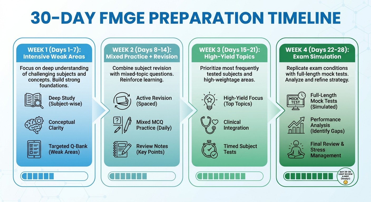 FMGE Final 30-Day High-Yield Preparation Timeline