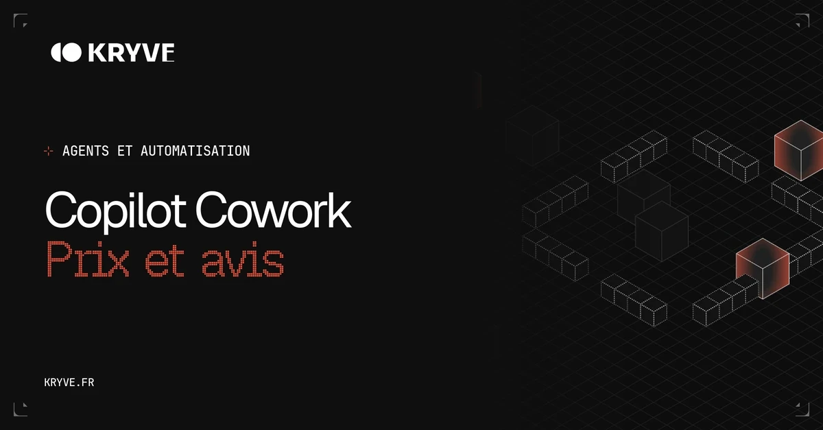Copilot Cowork, l'agent de Microsoft 365 : couverture Kryve graphite et corail, catégorie Agents et automatisation