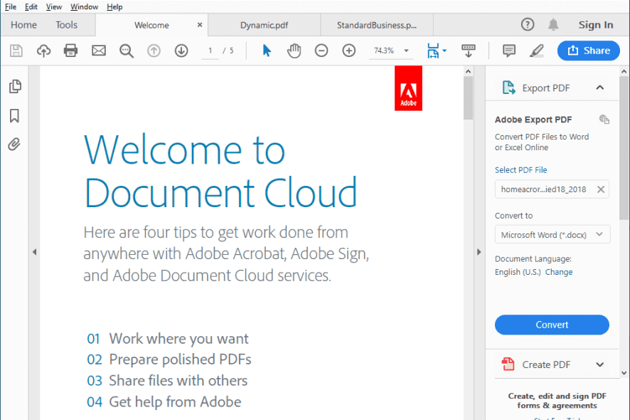 Adobe Acrobat Reader in the Document Cloud