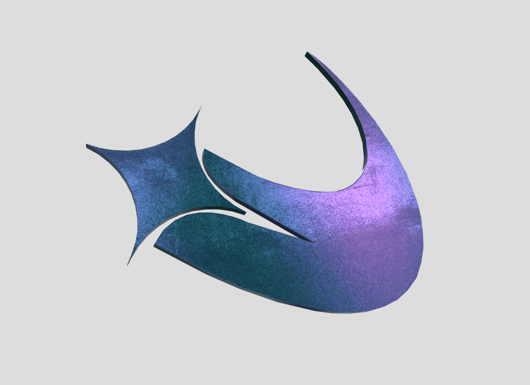 Przestrzenne logo 3D z metalicznym gradientem i tekstura przygotowane do animacji typu motion graphics