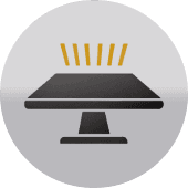 Illustration of a table with bright lines above