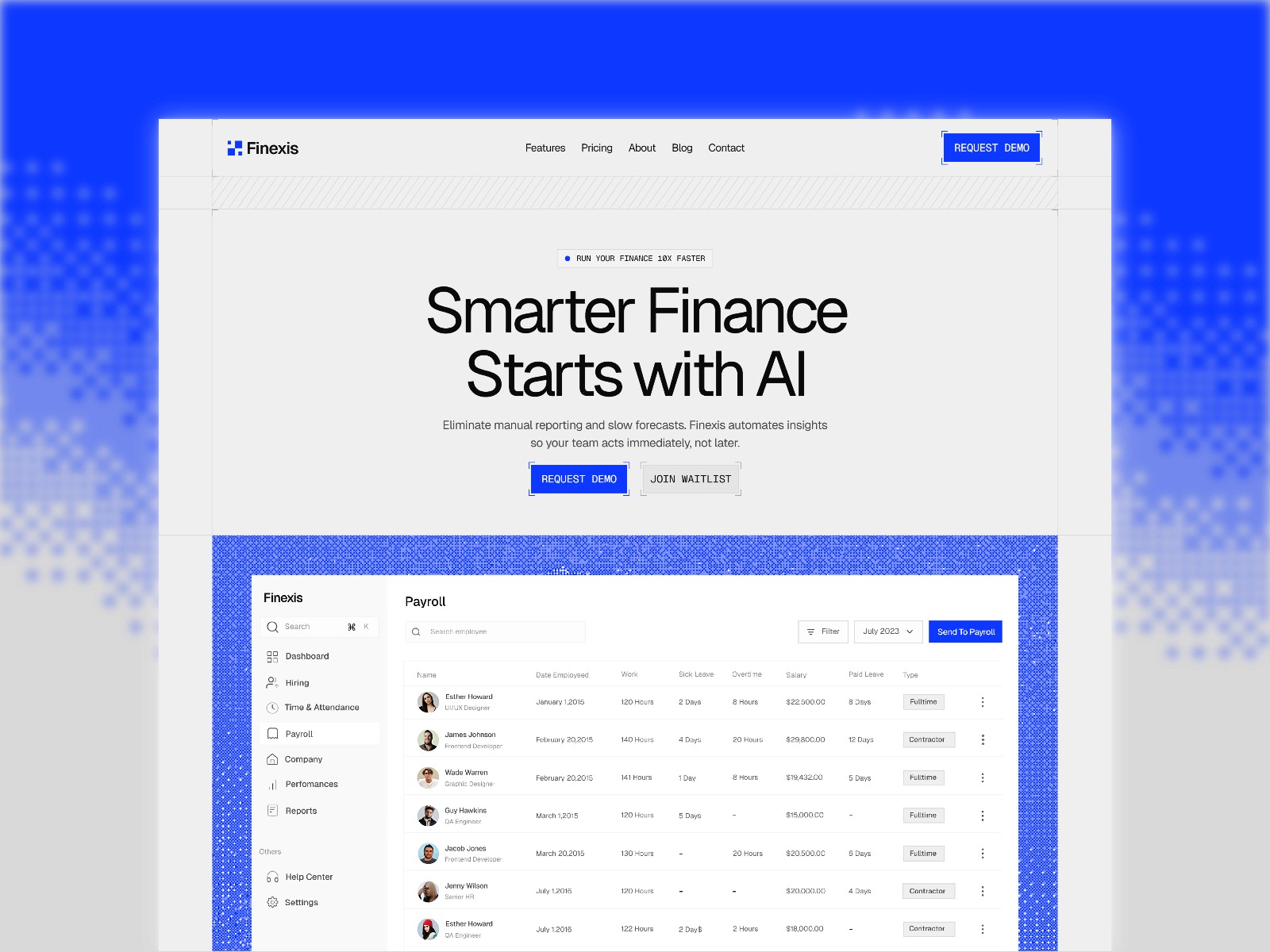 Finexis — 极简现代 AI 产品官网设计灵感