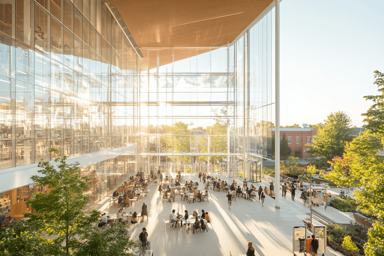 Beautiful outdoor campus, sunny