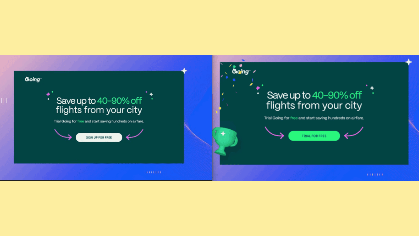 two variations of CTA button