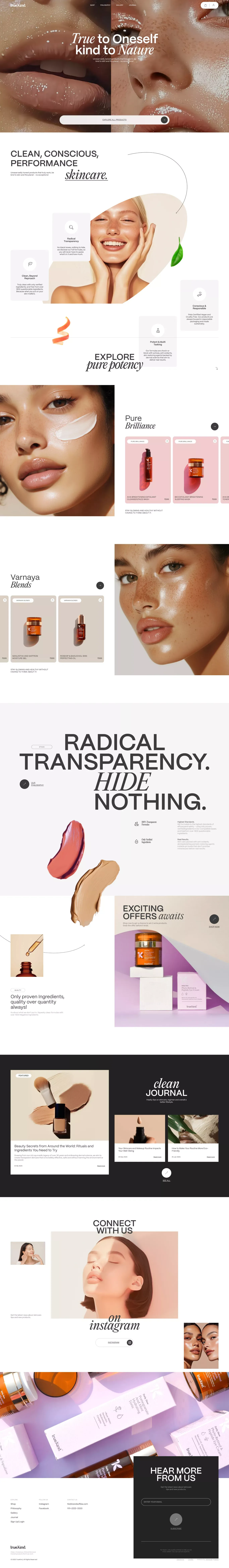 TrueKind ecommerce page screenshot showcasing Beauty and Ecommerce design