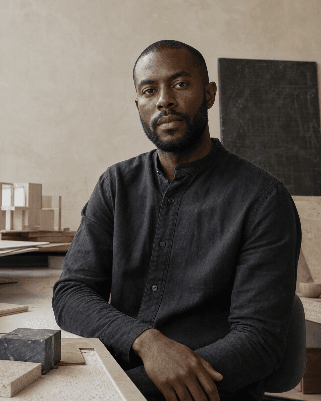 Editorial portrait of Malik Deren, Director of Architecture