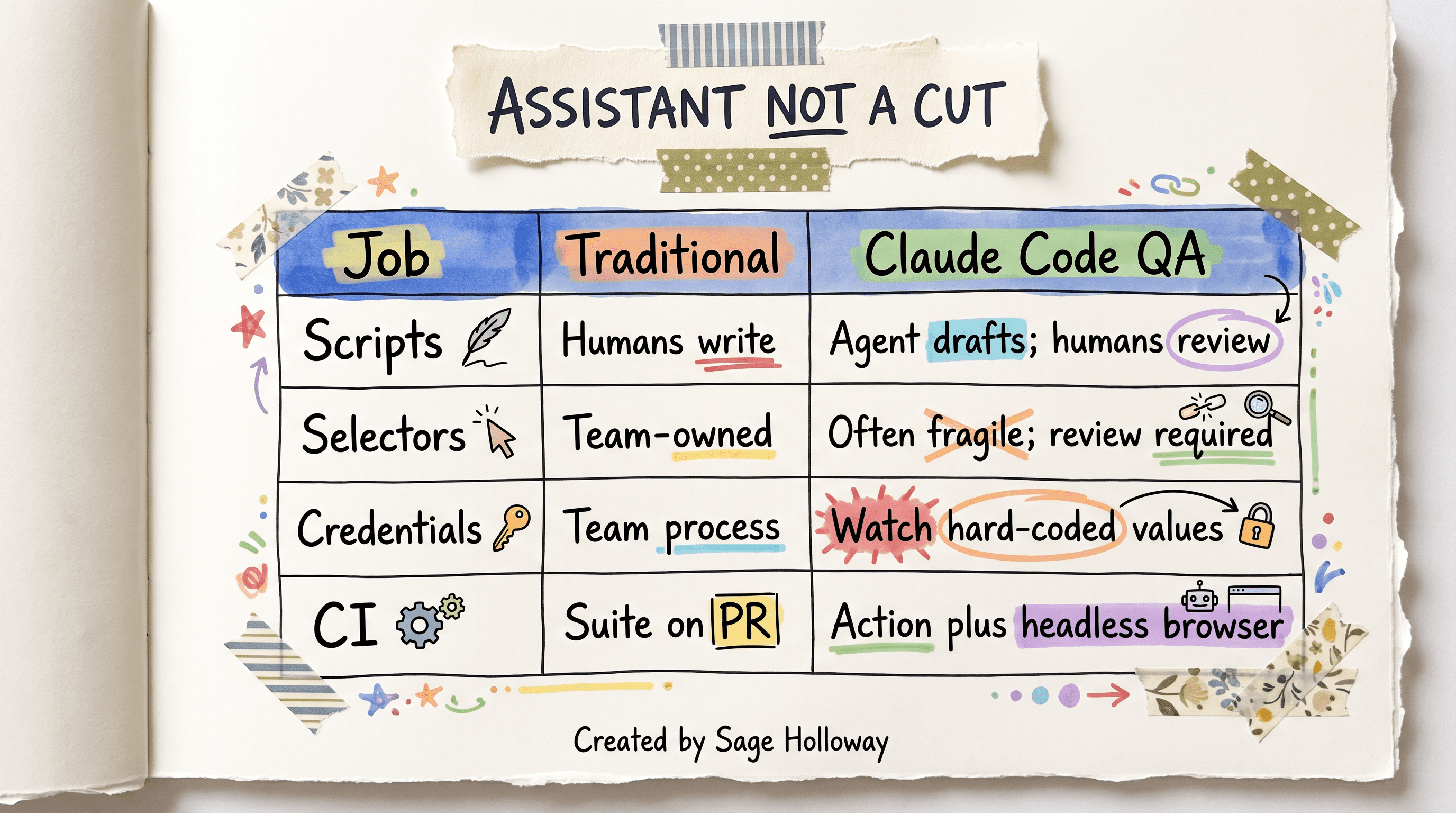 Comparison table of Claude Code QA automation versus traditional testing