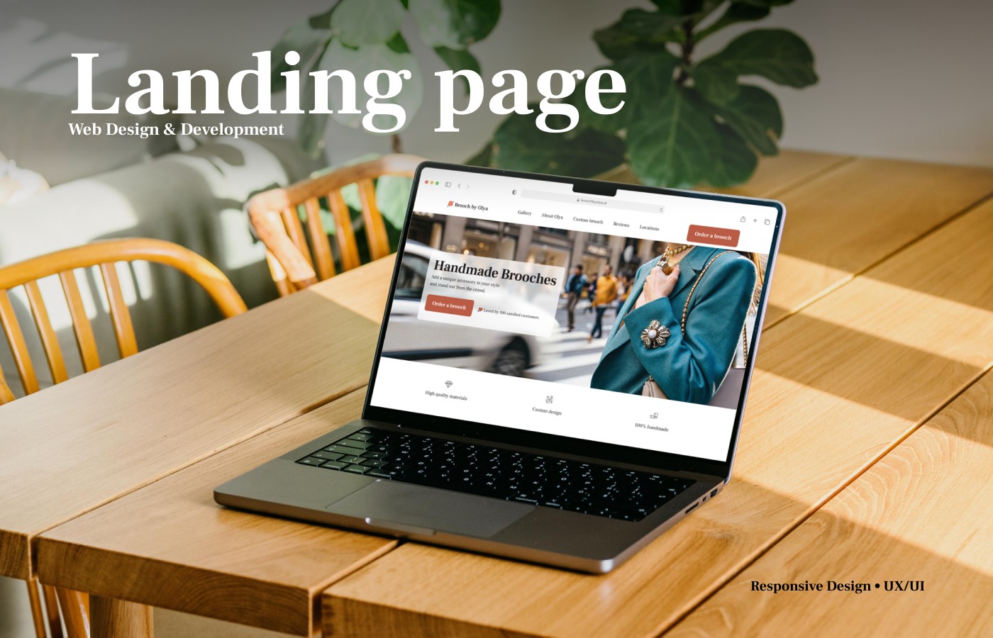 Landing page design and development for Handmade Brooches