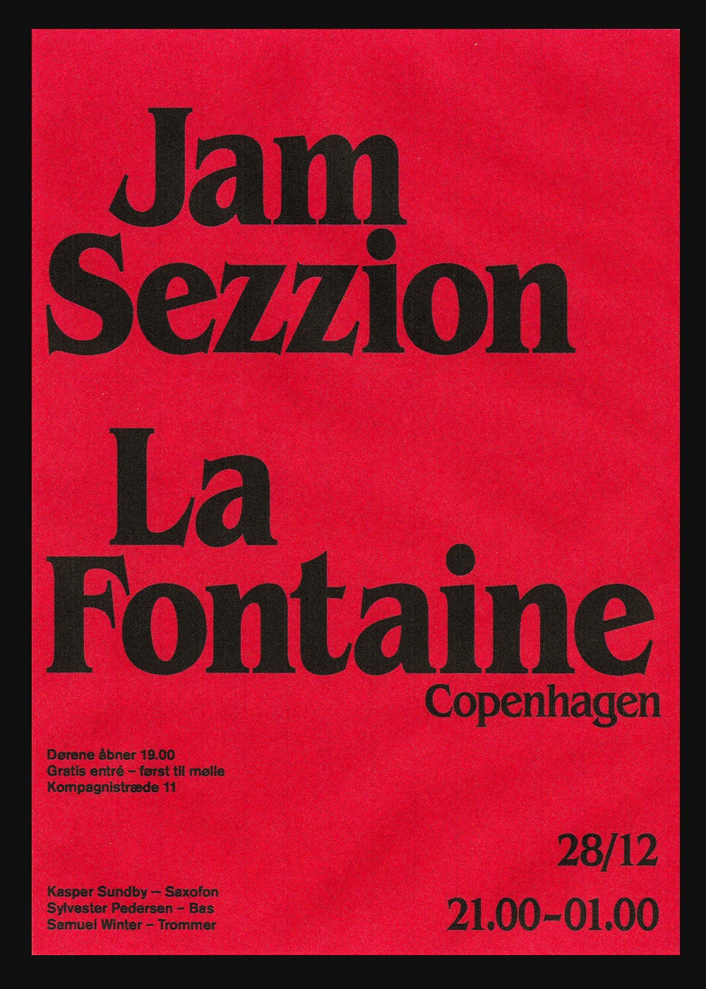 La Fontaine jazz event poster by Kjære Niko
