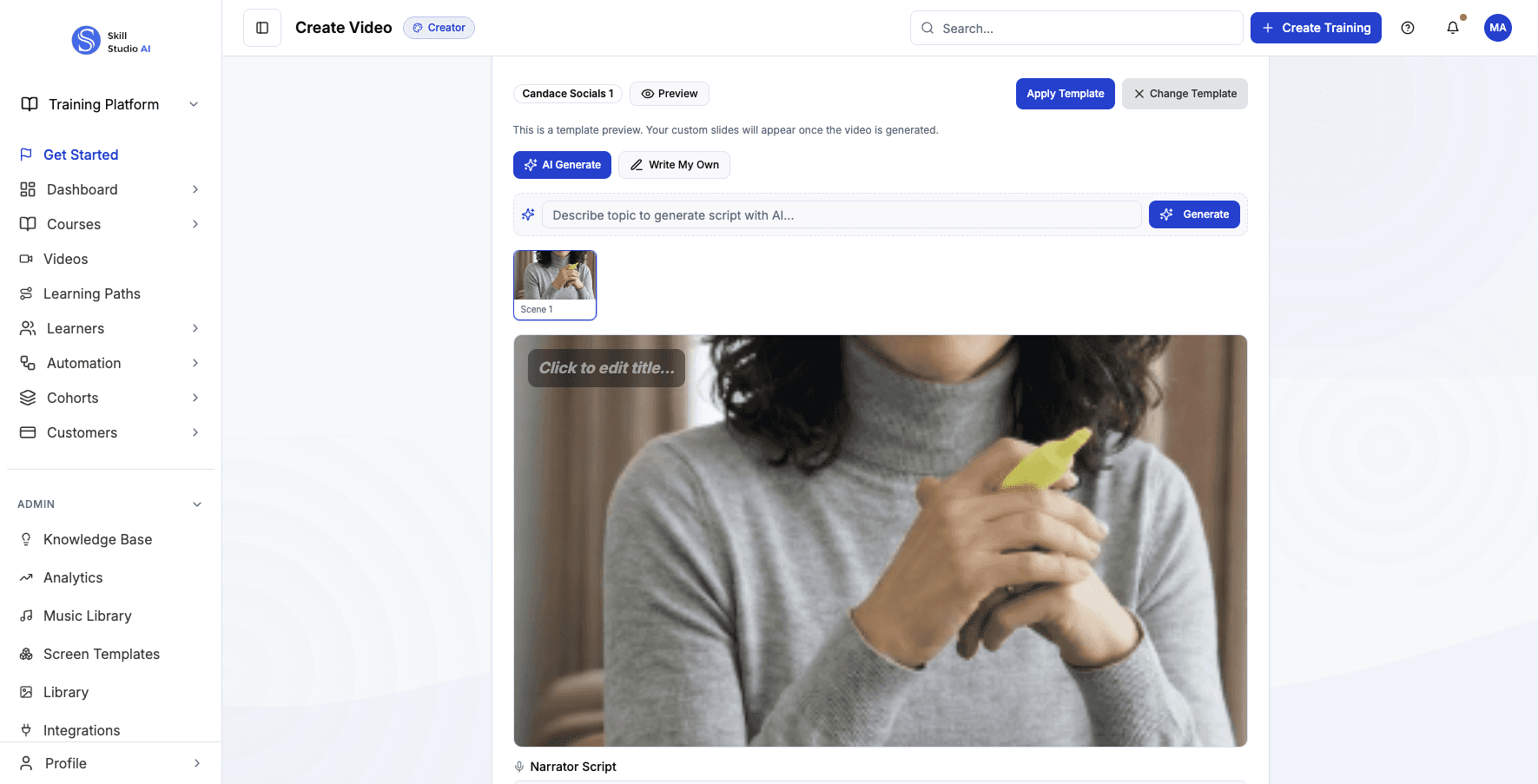 Click Change Template to select a different video style and layout.