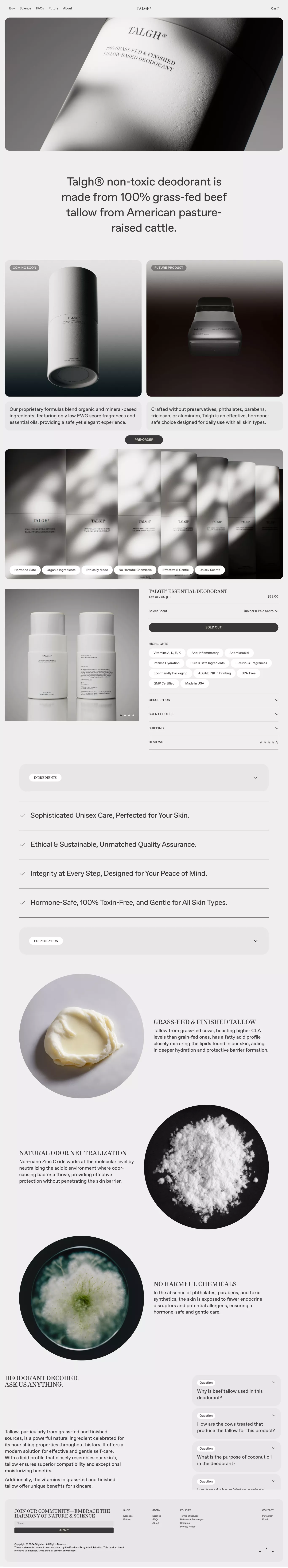 TalghÂ® ecommerce page screenshot showcasing Beauty and Ecommerce design