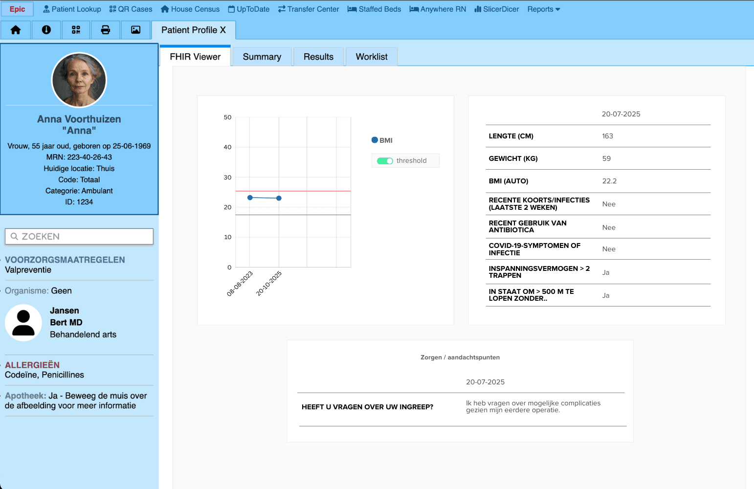 Dasbhoard integratie EPD en HIS FHIR