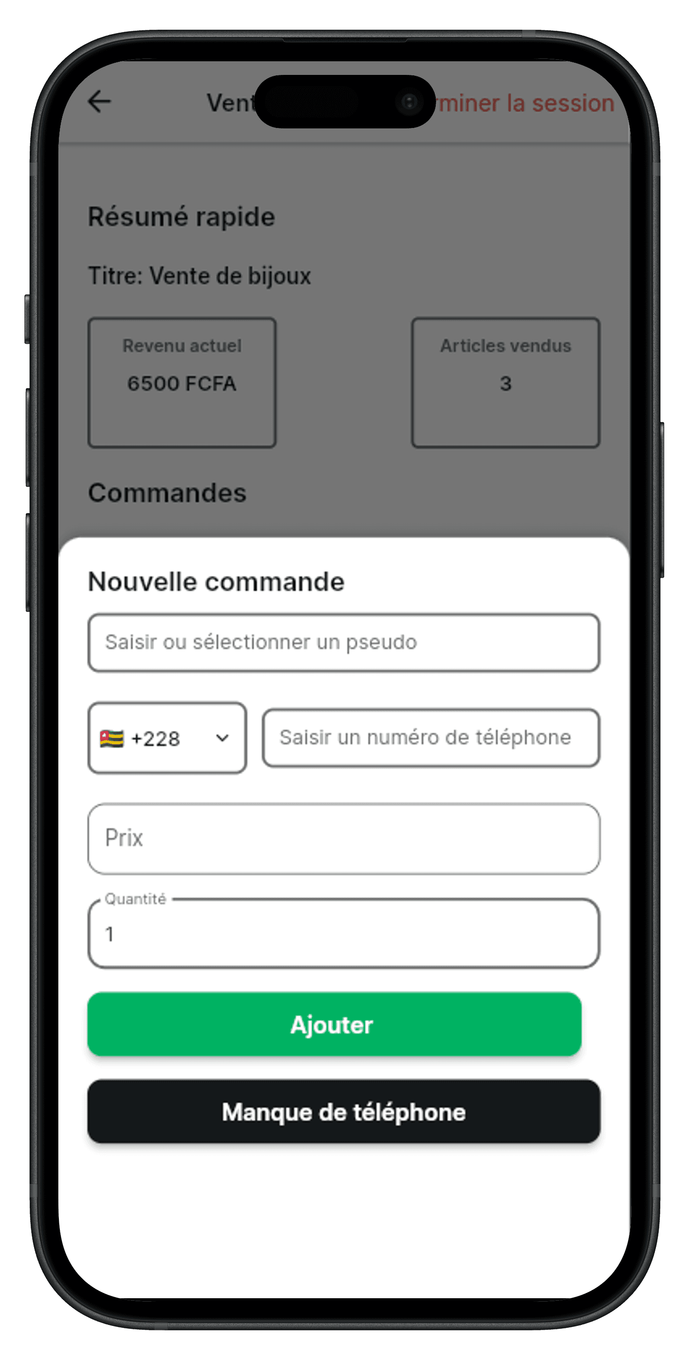 Engistrement commande live
