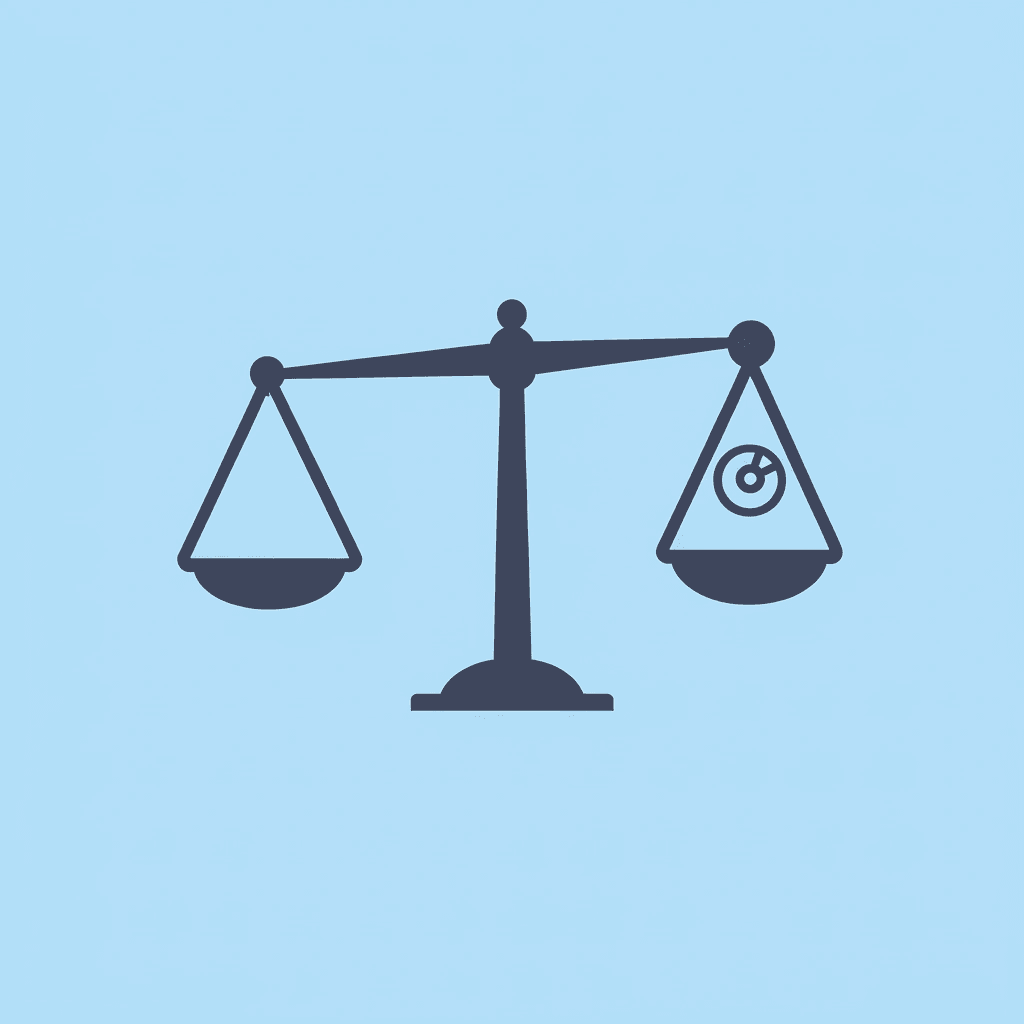 Balance scale showing challenge level on one side and developmental abilities on the other