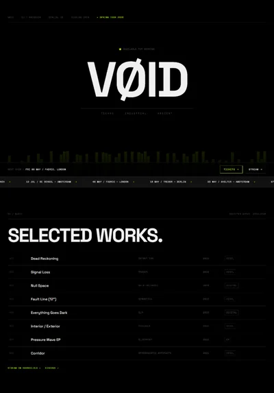 DJ website prompt — pure black dark design preview