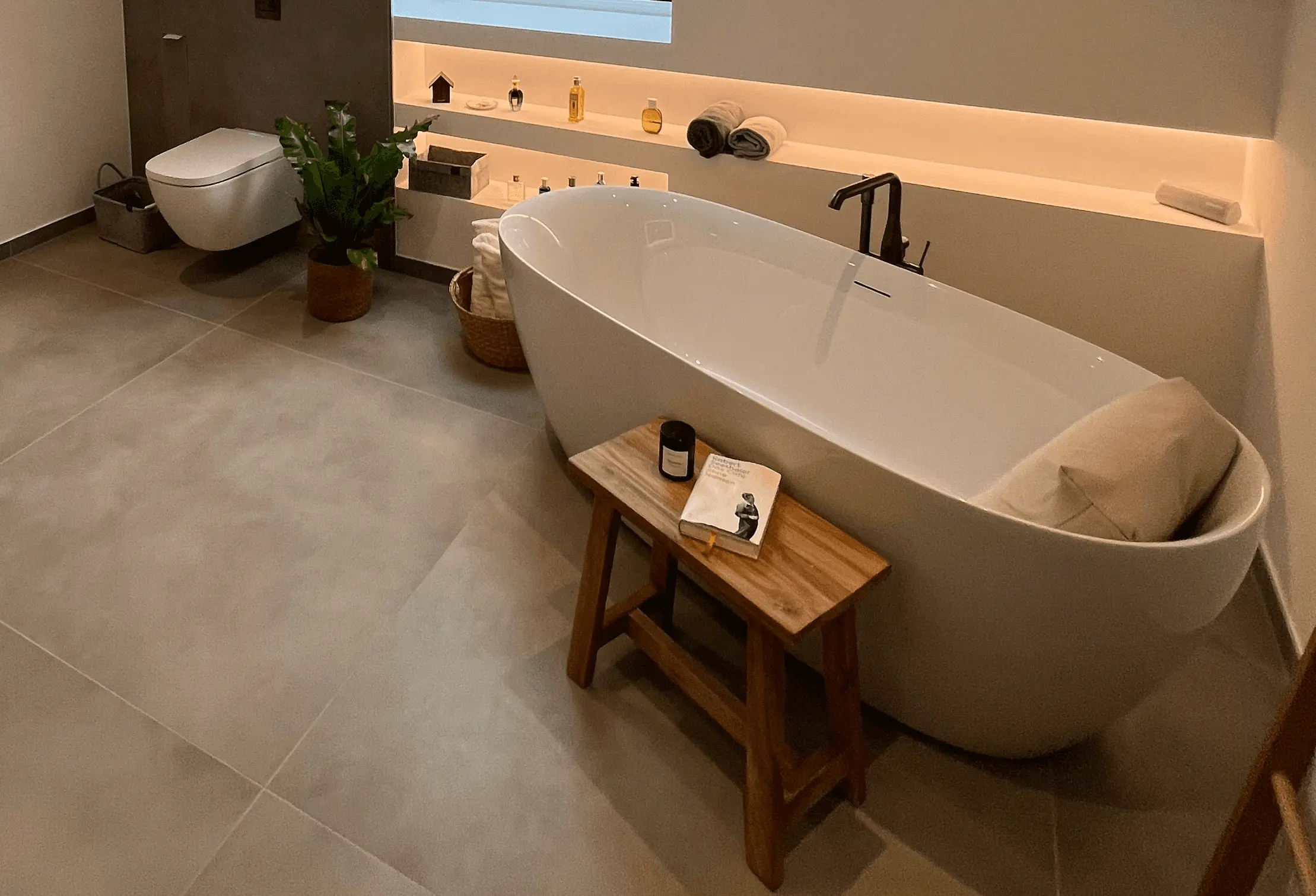 a living room with a couch and a table