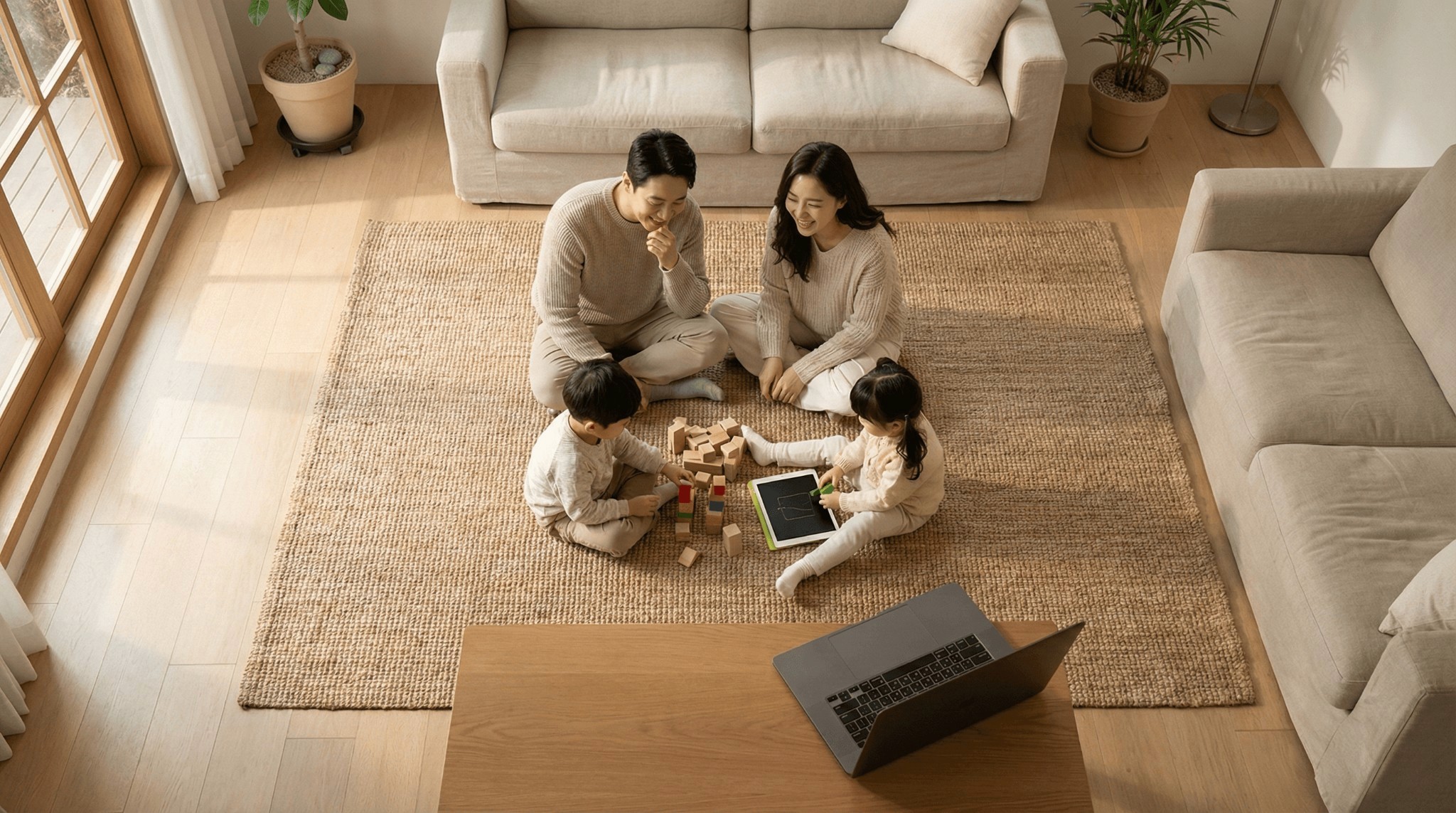 Korean Family Enjoying Peace