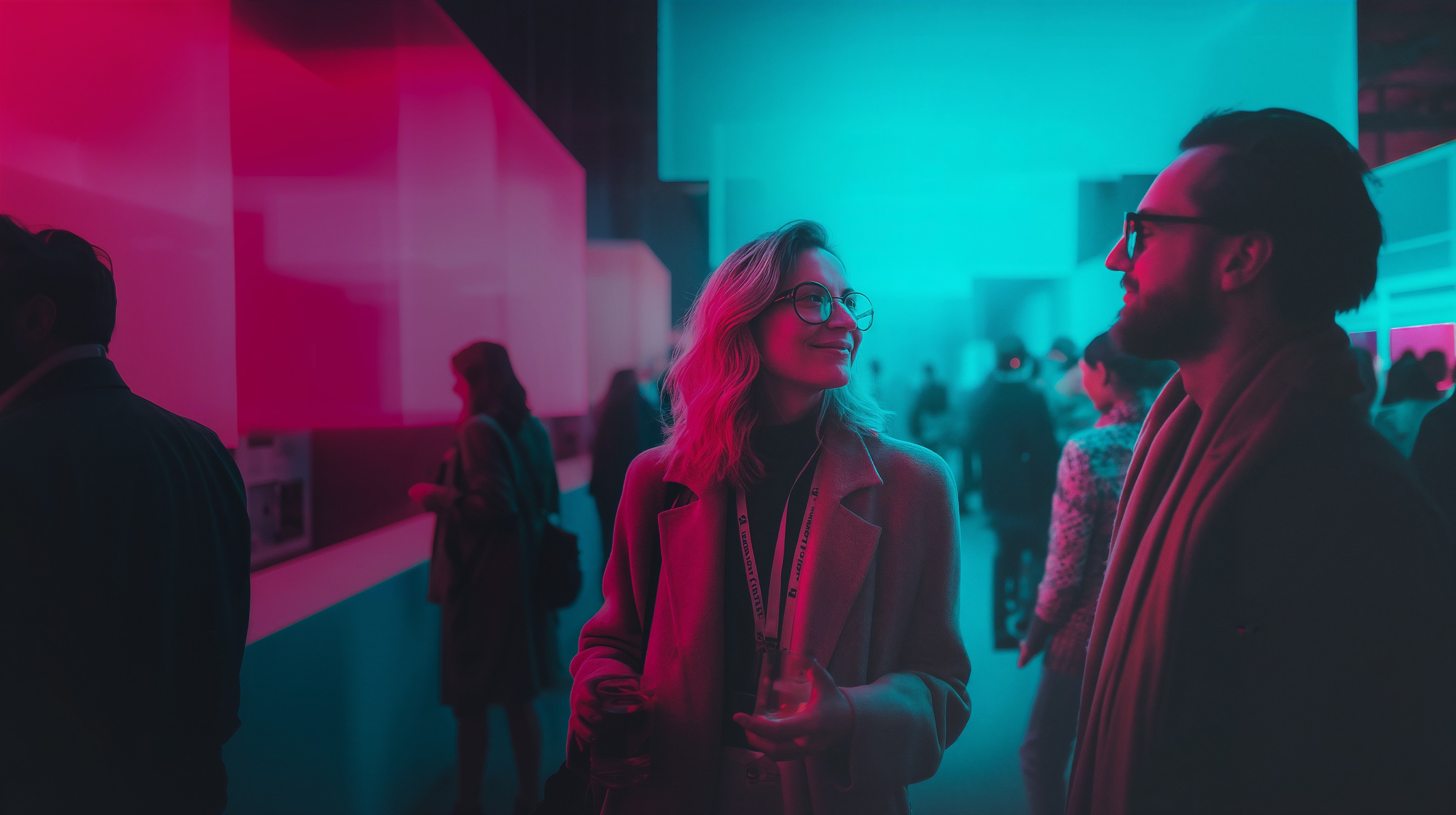 Folk besöker mässa