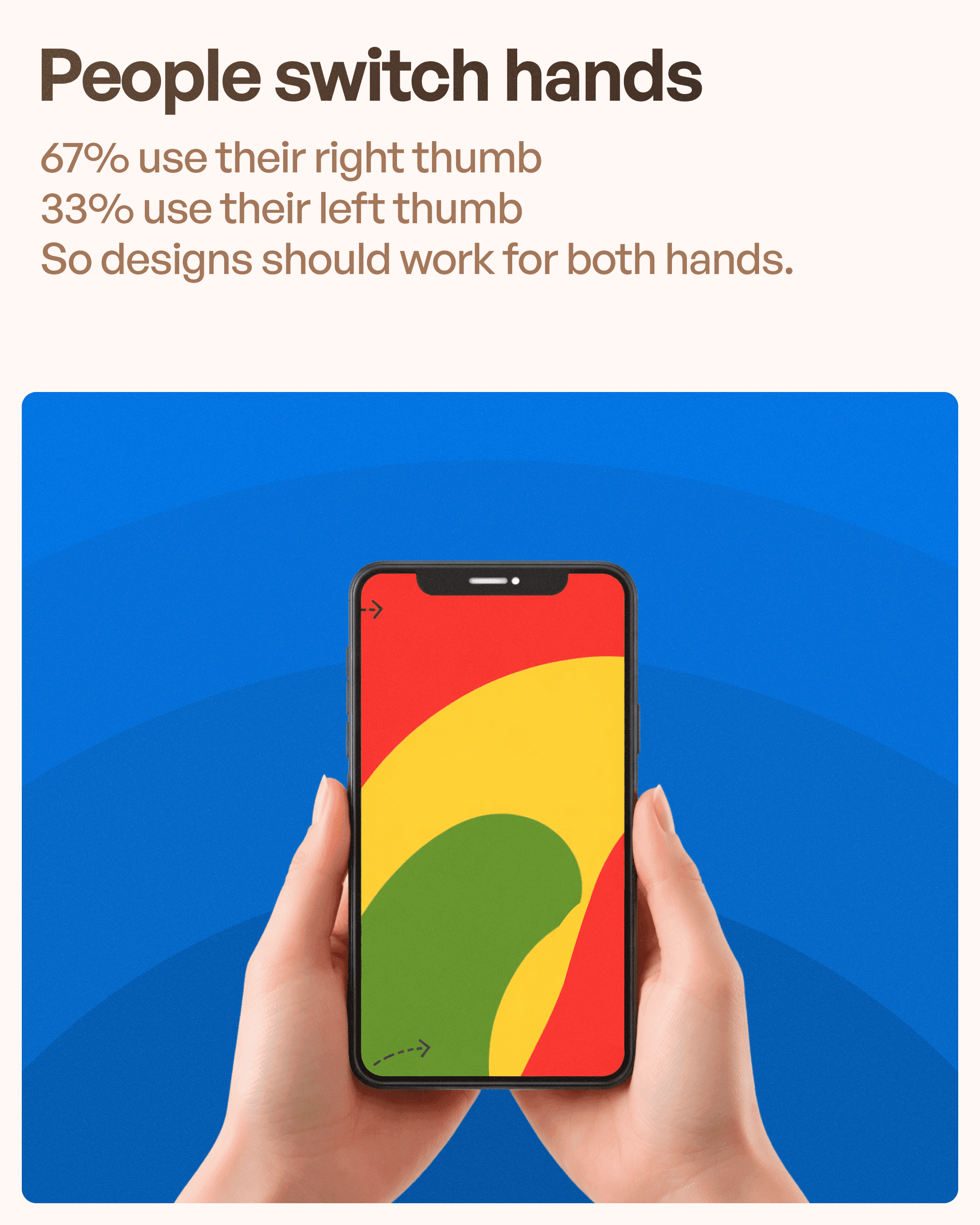 Hand illustration holding smartphone with both hands
