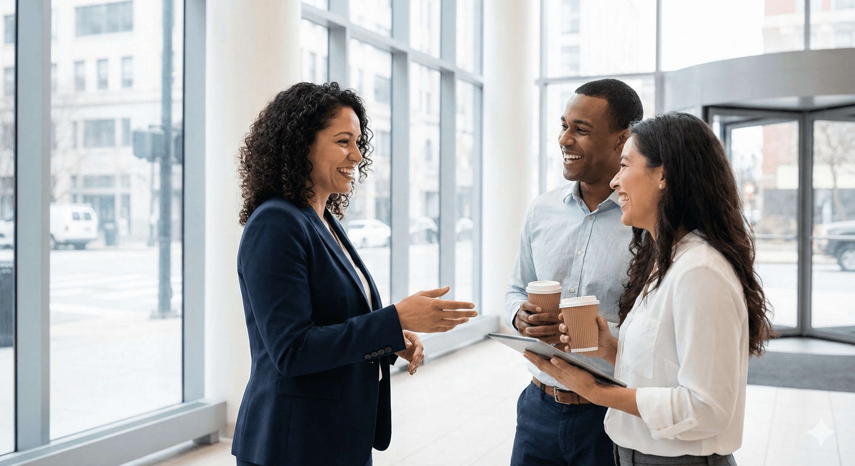 Executive woman and her customers