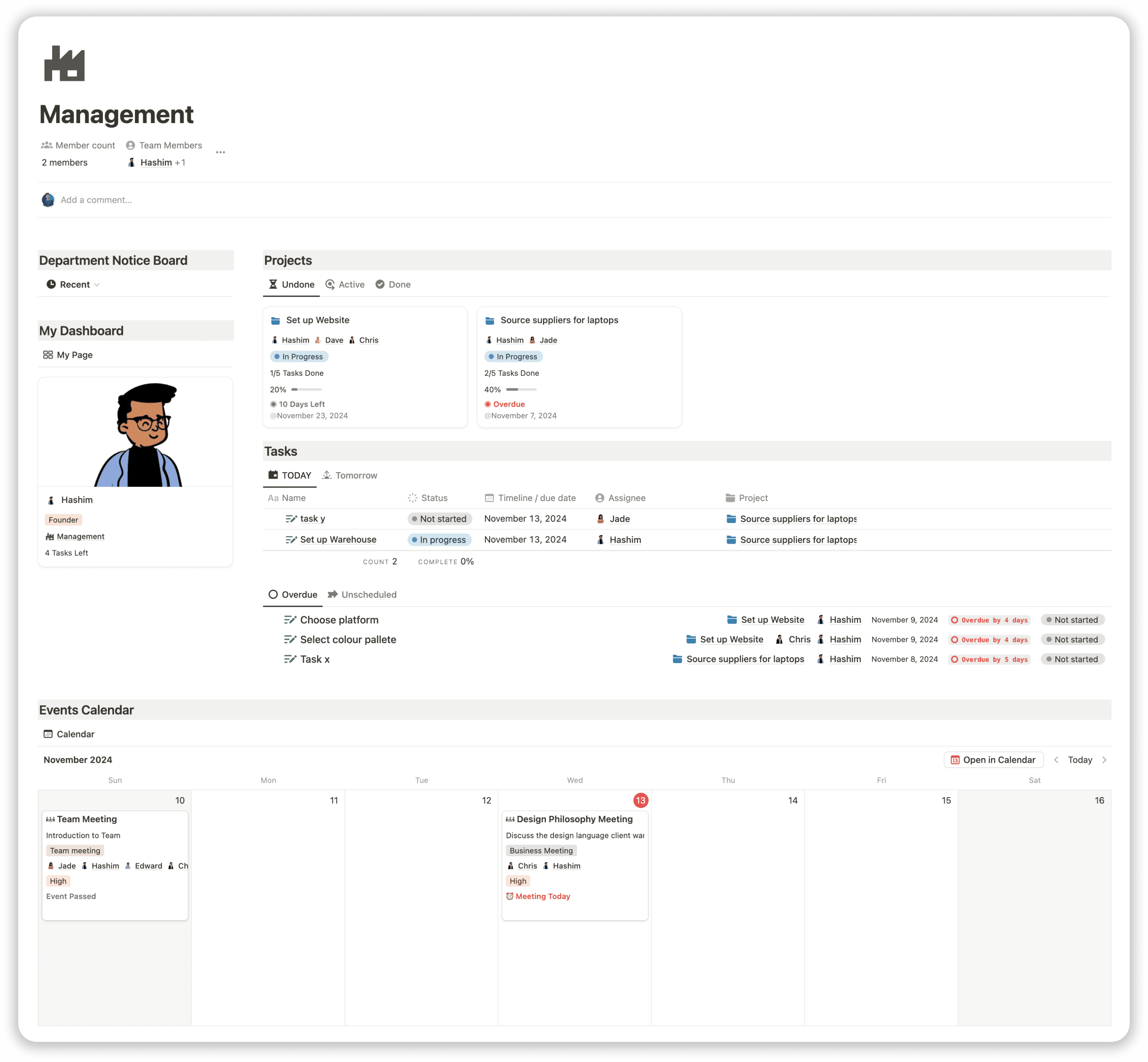 Department Dashboards - Commerce Business OS Notion Template