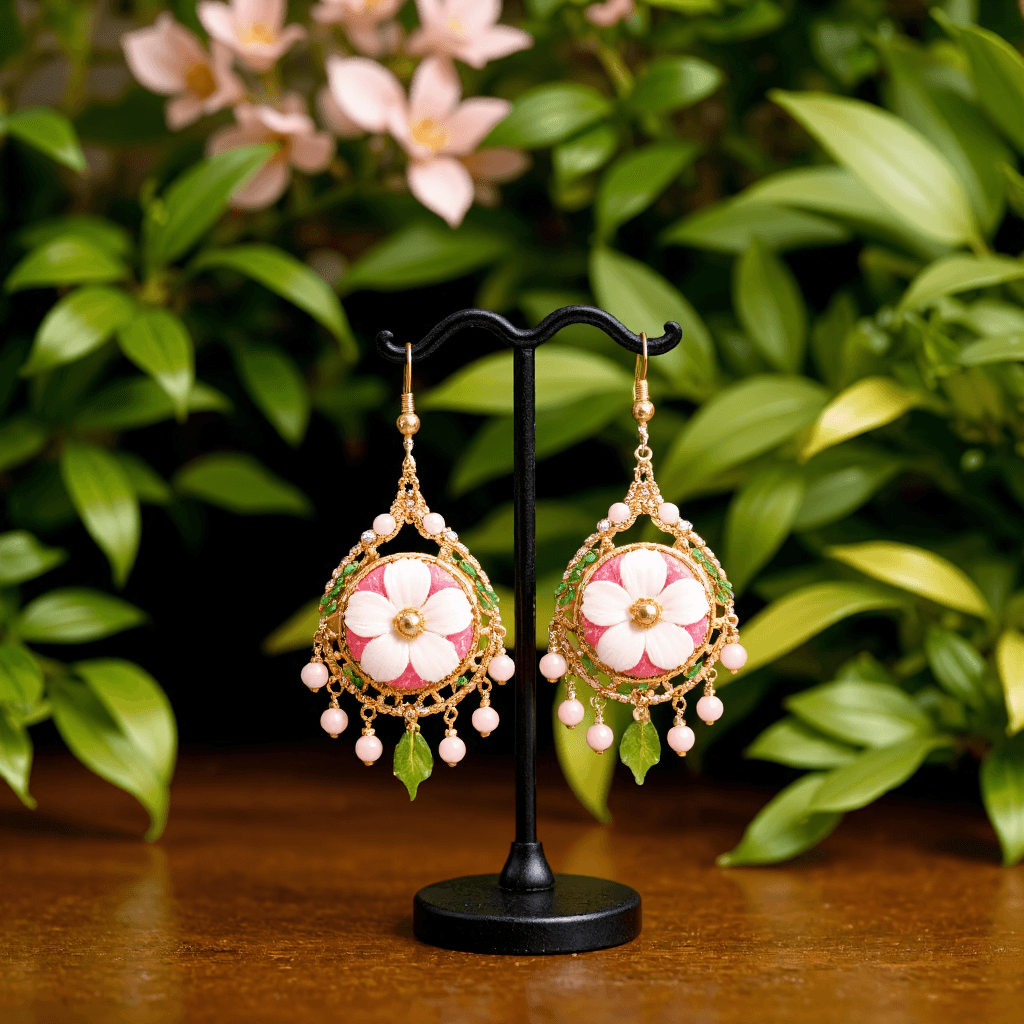 product photography of a pair of decorative earrings