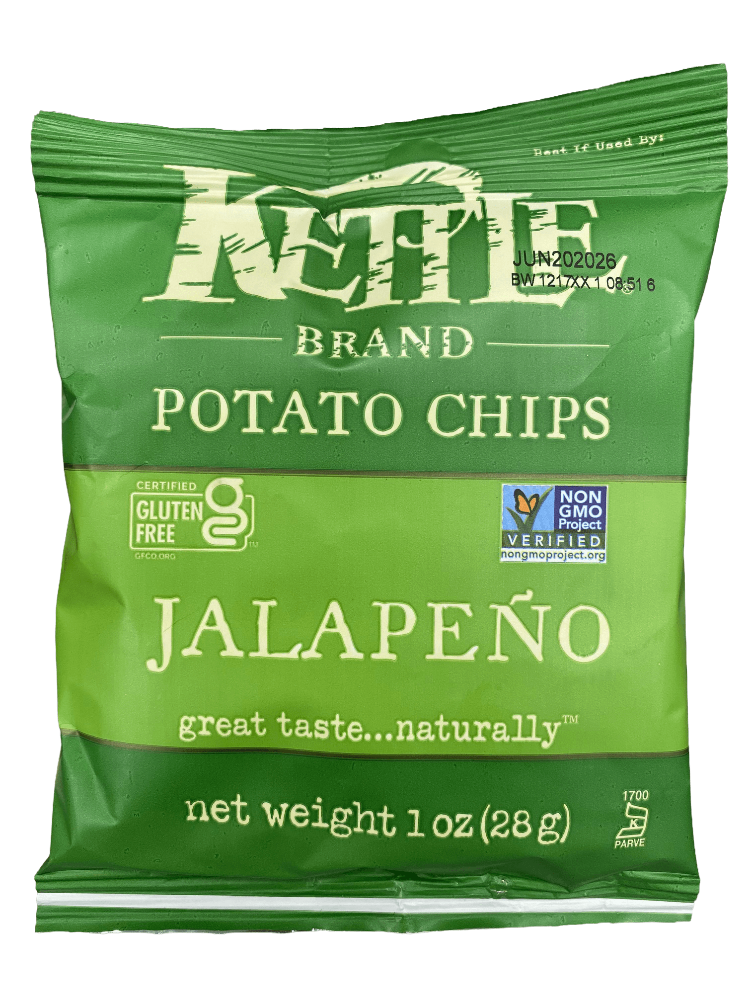 Jalapeno flavored chip bag, Kettle brand.