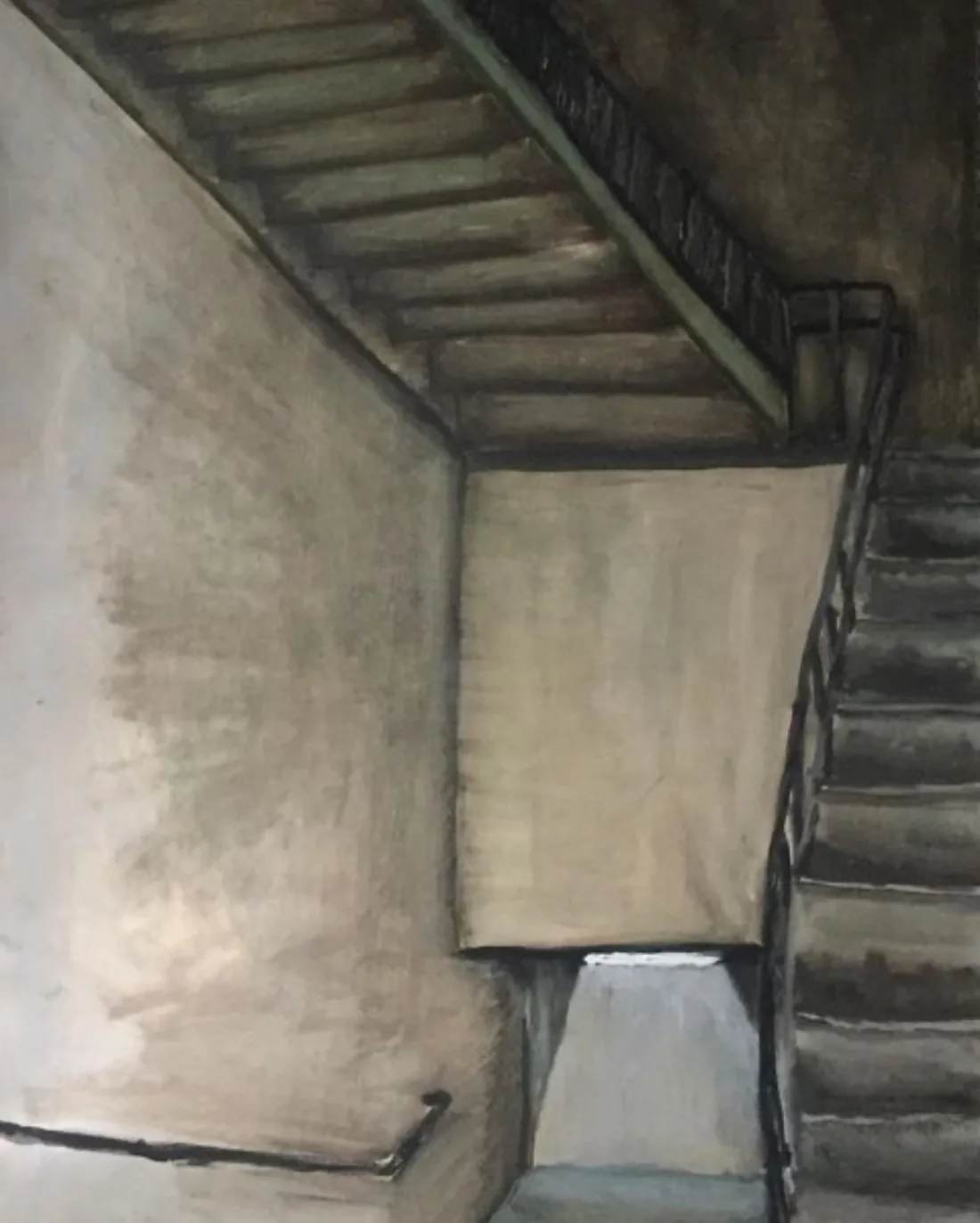 escaleras pintura al óleo