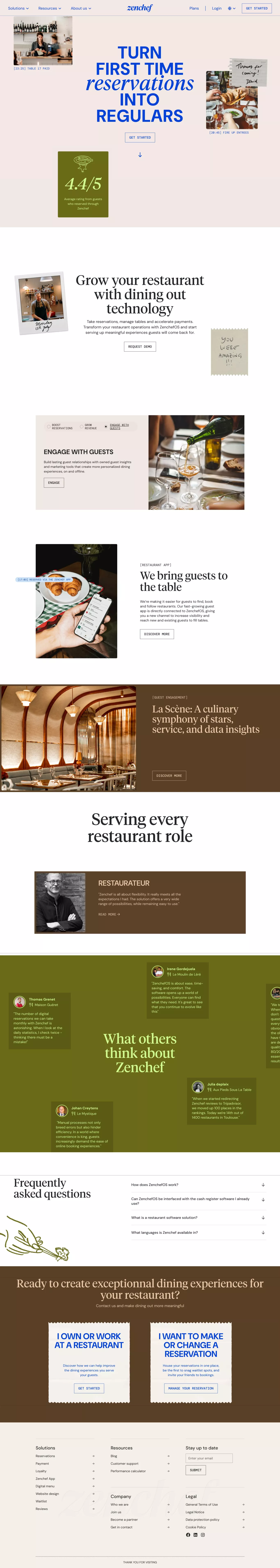 Restaurant software and restaurant manag landing page screenshot showcasing Tech and Food & Drinks design