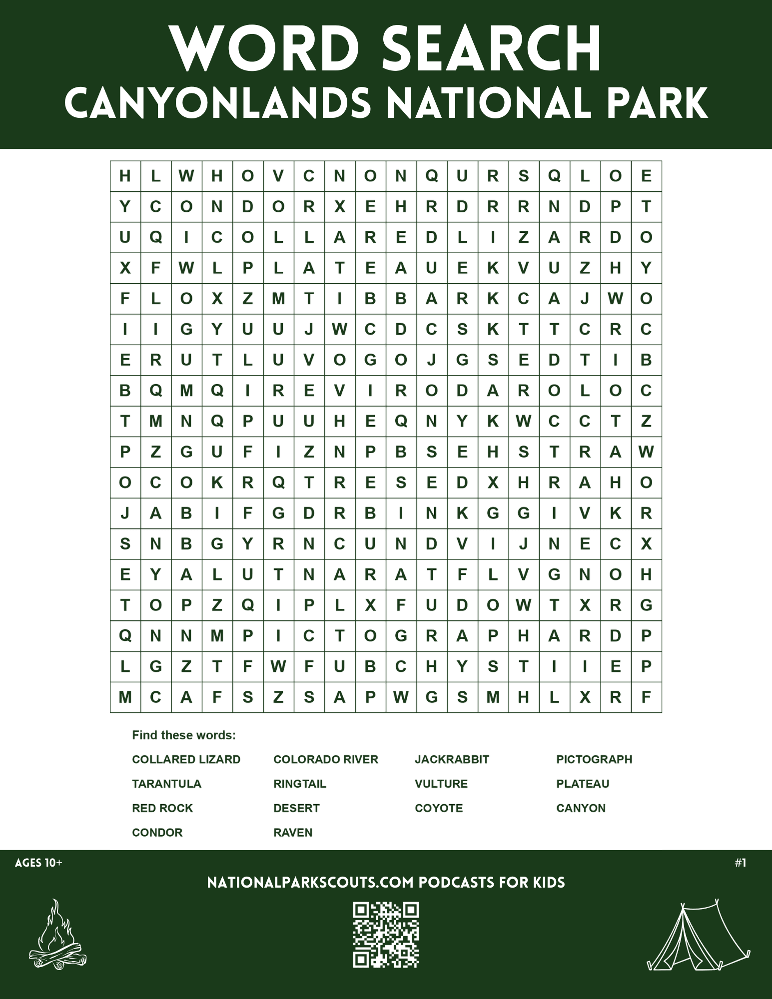 Canyonlands National Park Word Search Older