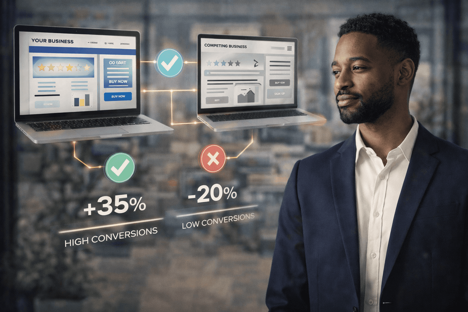 Close-up of lush, dark green leaves, some glossy and wet, against a muted background.