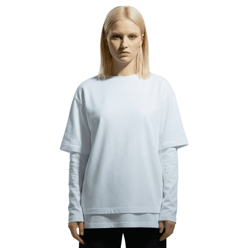 Oversized layered t-shirt mockup front view