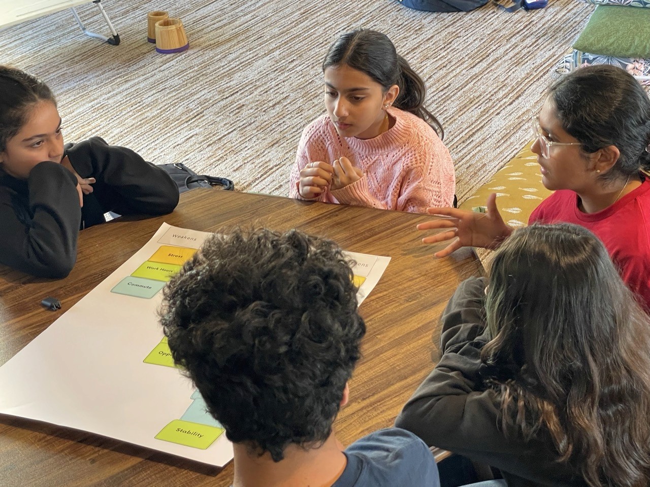 Team working in an office watching at a presentation