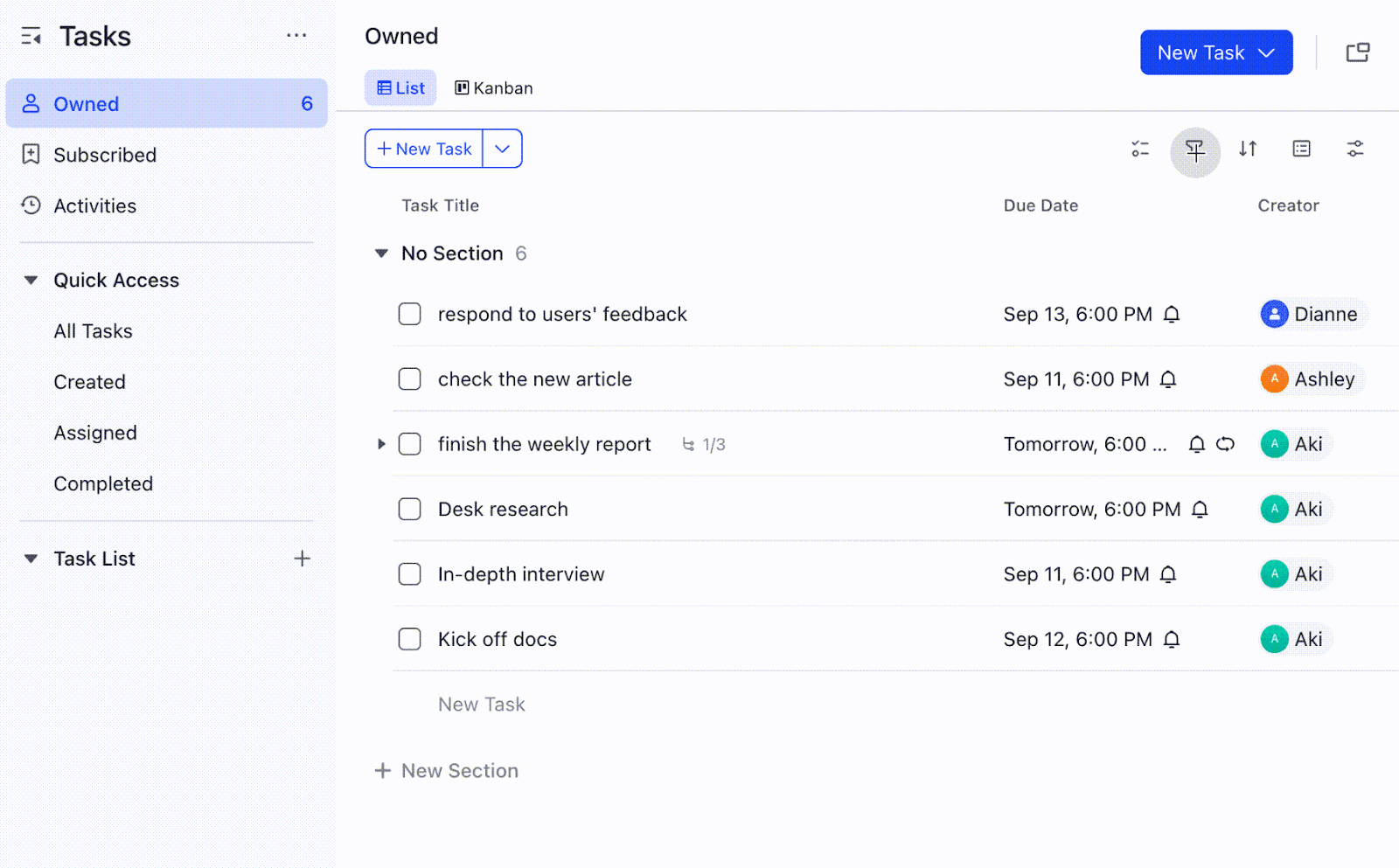  Lark to do list with Tasks