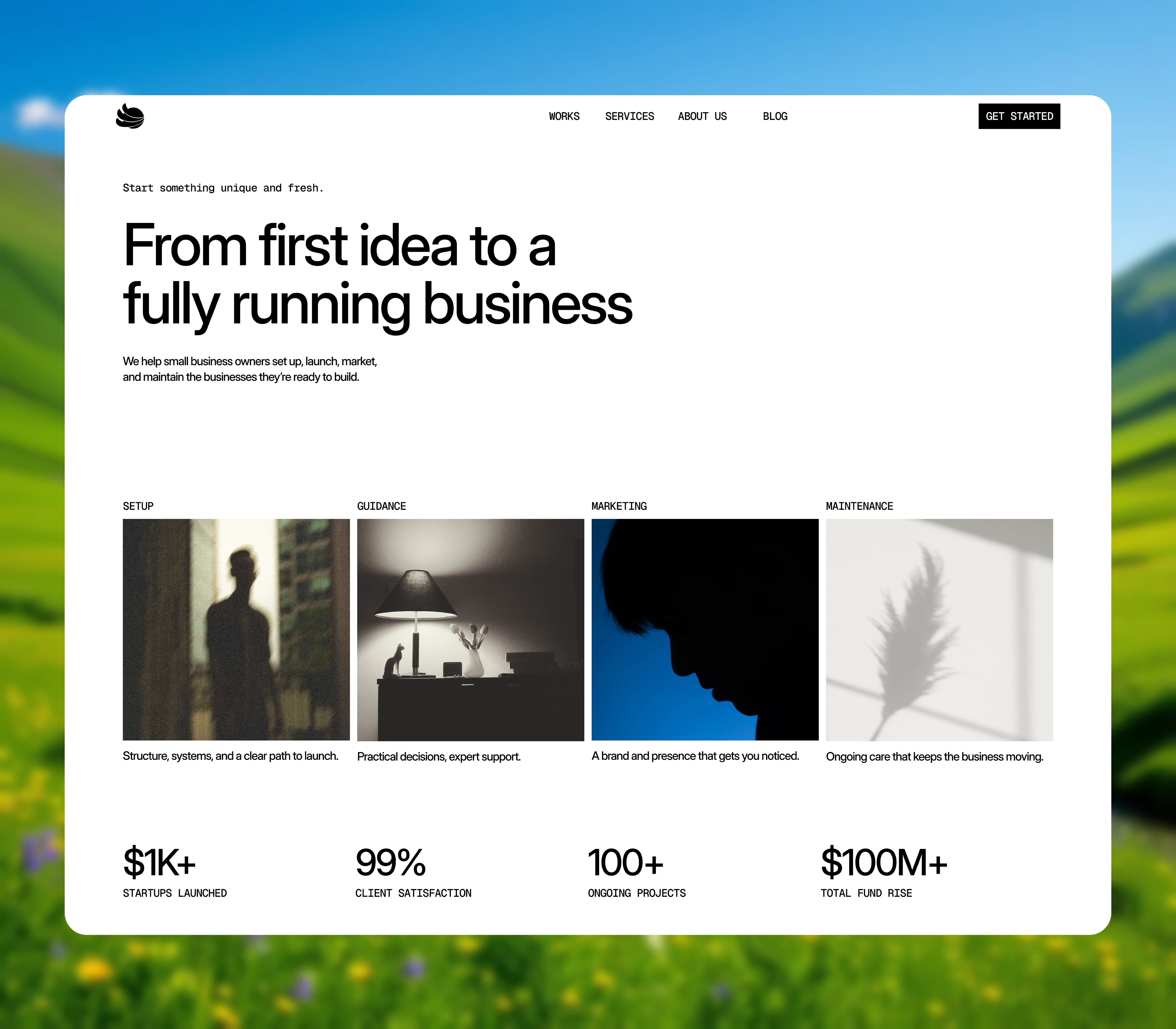 A dark themed minimalistic website template made in framer.