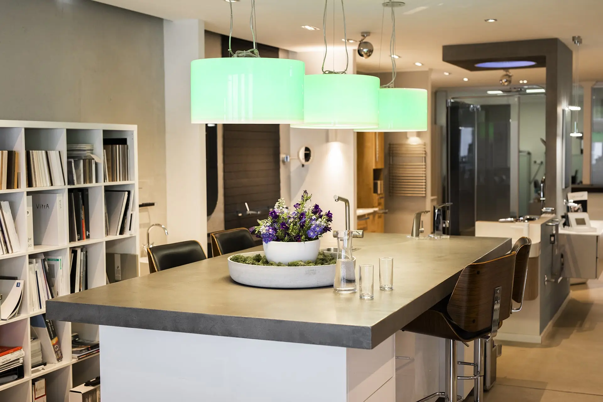 dining table set placed beside glass window