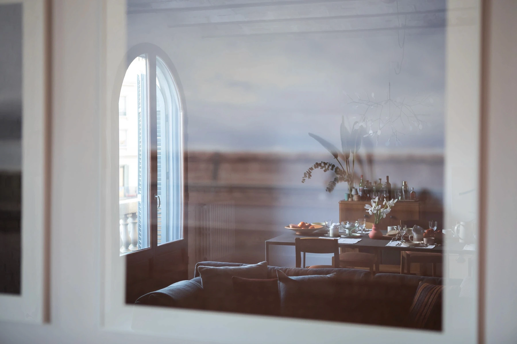 Japanese bed table with a plant
