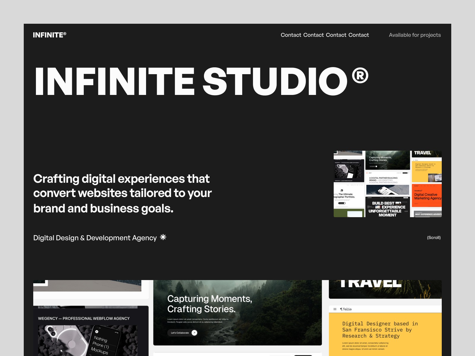 Infinite creative agency template homepage preview