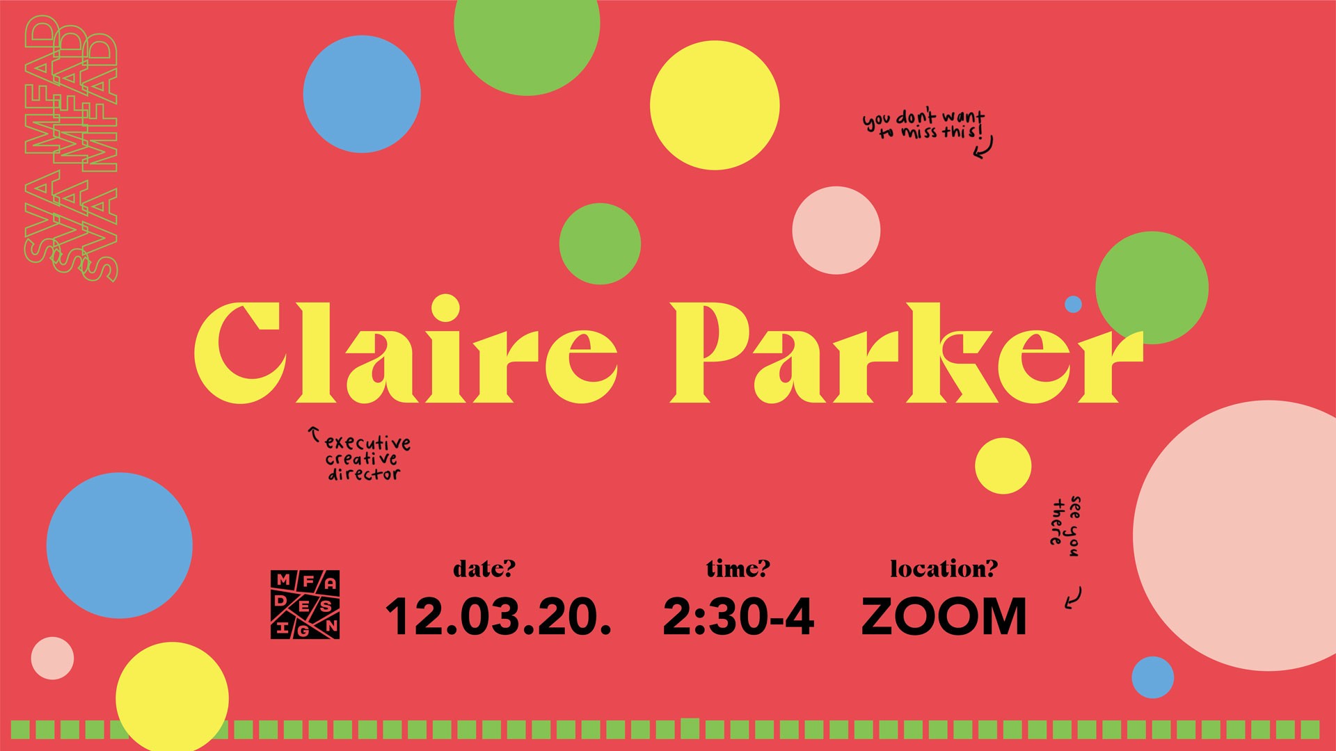 Claire Parker of design bridge guest lecture poster