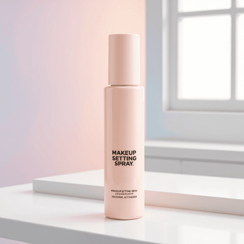 product photography of a bottle of makeup setting spray