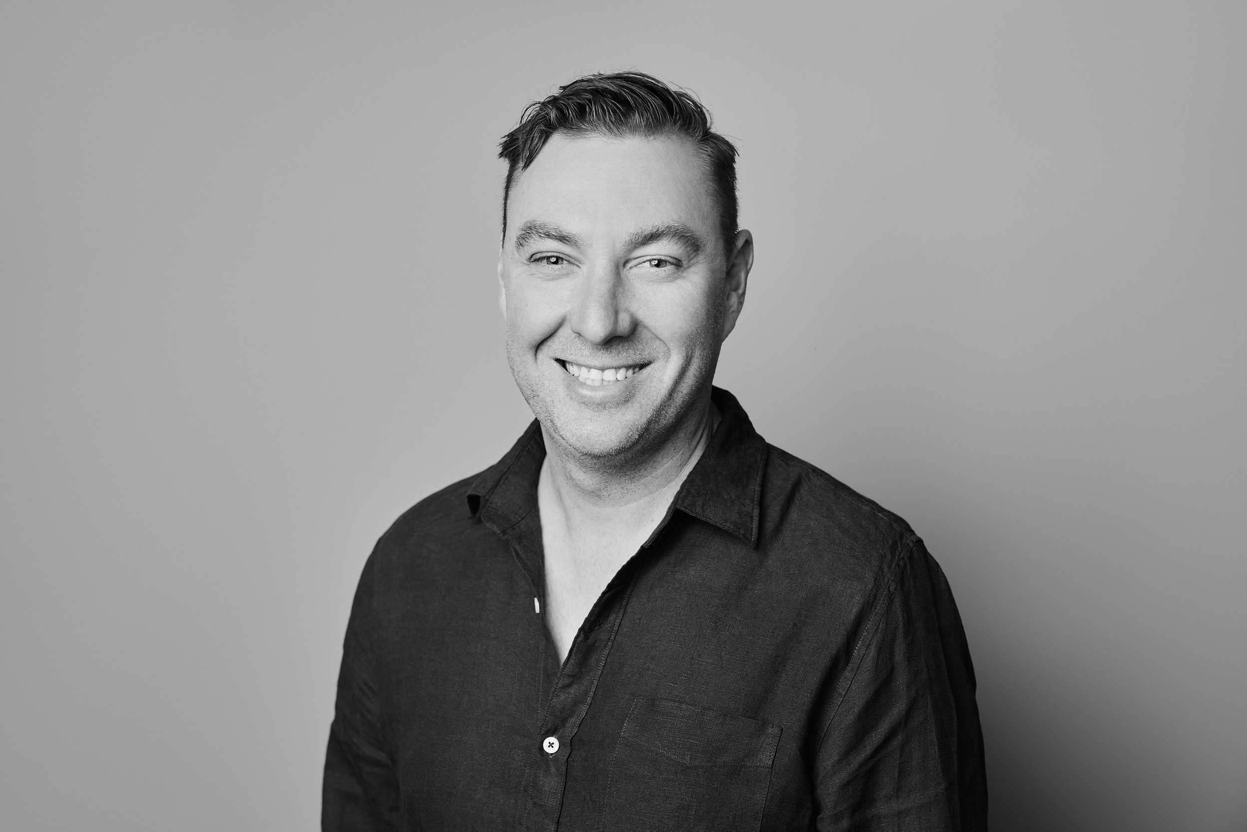 A black and white image of Steve Mann